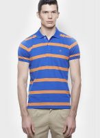 United Colors of Benetton Blue Striped Polo T-Shirts