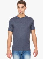 Urban Nomad Blue Solid Henley T-Shirt
