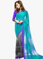 Vaamsi Aqua Blue Printed Saree