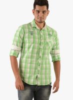 Vintage Green Check Slim Fit Casual Shirt