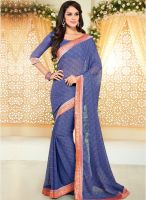 Vishal Blue Embroidered Saree