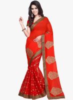 Vishal Red Embroidered Saree