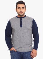 Western Vivid Dark Grey Solid Henley T-Shirt