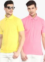 Yellow Submarine Pack Of 2 Solid Yellow And Pink Polo T-Shirt
