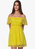 Yepme Yellow Solid Off Shoulder Dressa