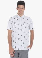 Zobello Off White Printed Polo T-Shirt