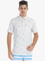 Zobello Off White Printed Polo T-Shirt