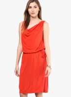 s.Oliver Red Colored Solid Shift Dress