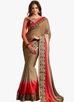 7 Colors Lifestyle Brown Embroidered Sarees