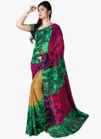 7 Colors Lifestyle Green Printed Saree