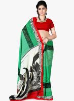 7 Colors Lifestyle Green Printed Saree