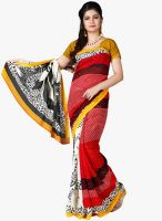 7 Colors Lifestyle Red Printed Saree