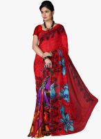 7 Colors Lifestyle Red Printed Saree