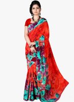 7 Colors Lifestyle Red Printed Saree
