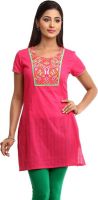 Aaboli Embroidered Women's Straight Kurta(Pink)