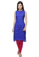 Abhishti Casual Self Design Women's Kurti(Blue)