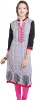 Adesa Casual Printed Women's Kurti(Black, Pink)