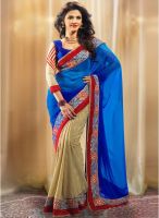 Admyrin Blue Printed Saree