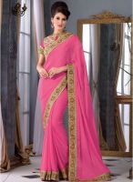 Aesha Pink Embroidered Saree