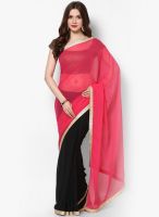 Aum Black Half And Half Pink Saree