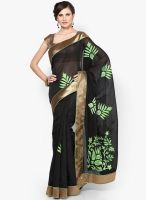 Avishi Green Embroidered Chanderi Cotton Saree With Pure Silk Border
