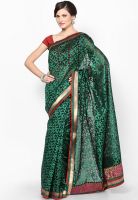 Avishi Green Embroidered Silk Blend Saree