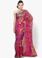Avishi Pink Silk Blend Saree