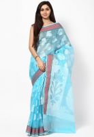 Avishi Silk Blend Blue Embroidered Saree