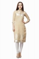 Enchanted Drapes Printed Women's Kurti(Beige)