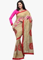 Inddus Beige Embroidered Saree