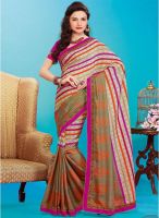 Inddus Beige Printed Saree