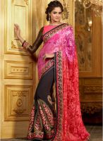 Inddus Black Embroidered Saree