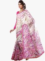 Inddus Cream Printed Saree