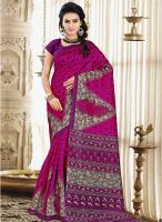 Inddus Graceful Pink Bhagalpuri Silk Printed Saree