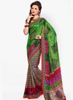 Inddus Green Printed Saree