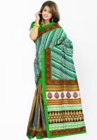 Inddus Green Printed Saree