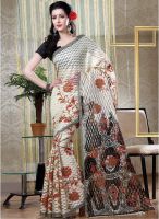 Inddus Off White Printed Saree