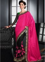 Inddus Pink Embroidered Saree