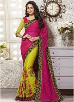 Inddus Pink Embroidered Saree