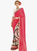 Inddus Pink Printed Saree