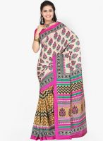 Inddus Pink Printed Saree