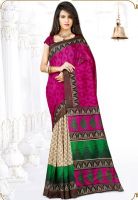 Inddus Pink Printed Saree