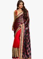 Inddus Red Embroidered Saree