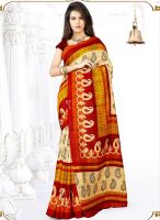 Inddus Red Printed Saree