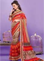 Inddus Red Printed Saree