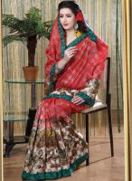 Inddus Red Printed Saree