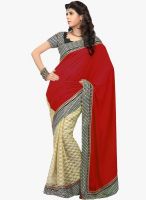 Inddus Red Solid Saree