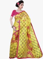 Inddus Yellow Printed Saree