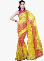 Inddus Yellow Printed Saree