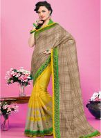 Inddus Yellow Printed Saree